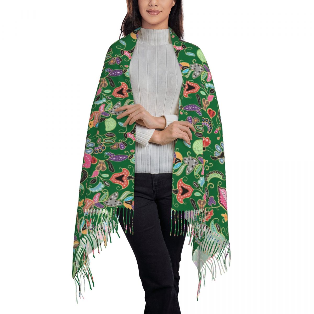 Batik Sarong Wrap - Sarong Batik Kebaya Purple Scarf Tassel
