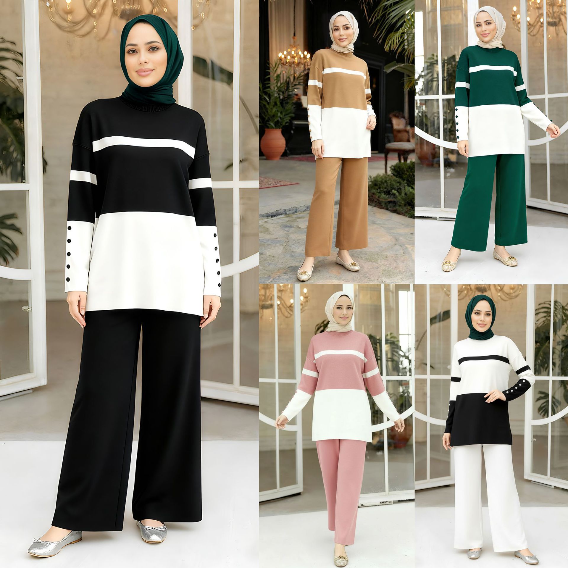 Eid Women Knit Sweater 2 Piece - Jalabiya Women Arabic 评论和价格