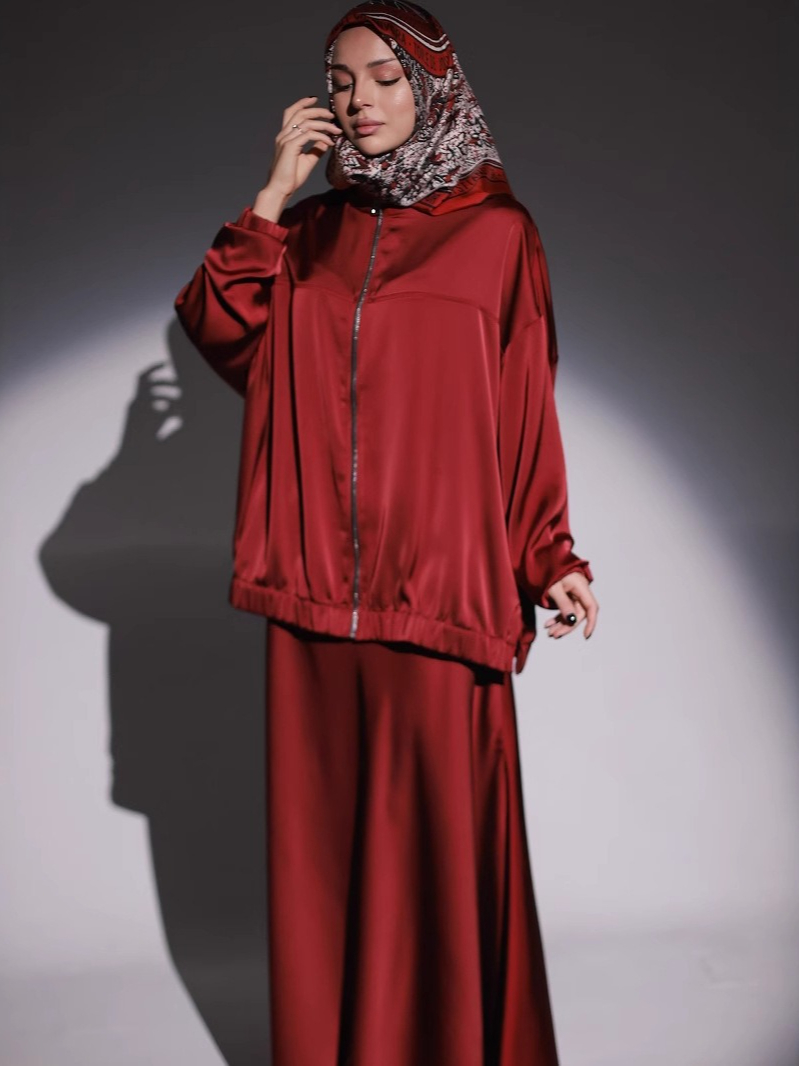 Muslim Dress Satin 2 Piece Set - Jalabiya Women Arabic 评论和价格