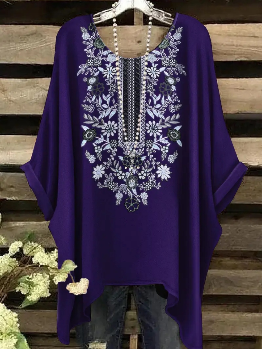 Bohemian Chic Oversized T-Shir - Ethnic Chic Fashion 评论和价格