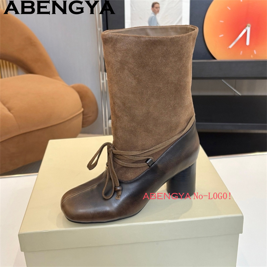 ABENGYA Chunky Heel Mid Calf B - Ethnic Fashion Week 评论和价格